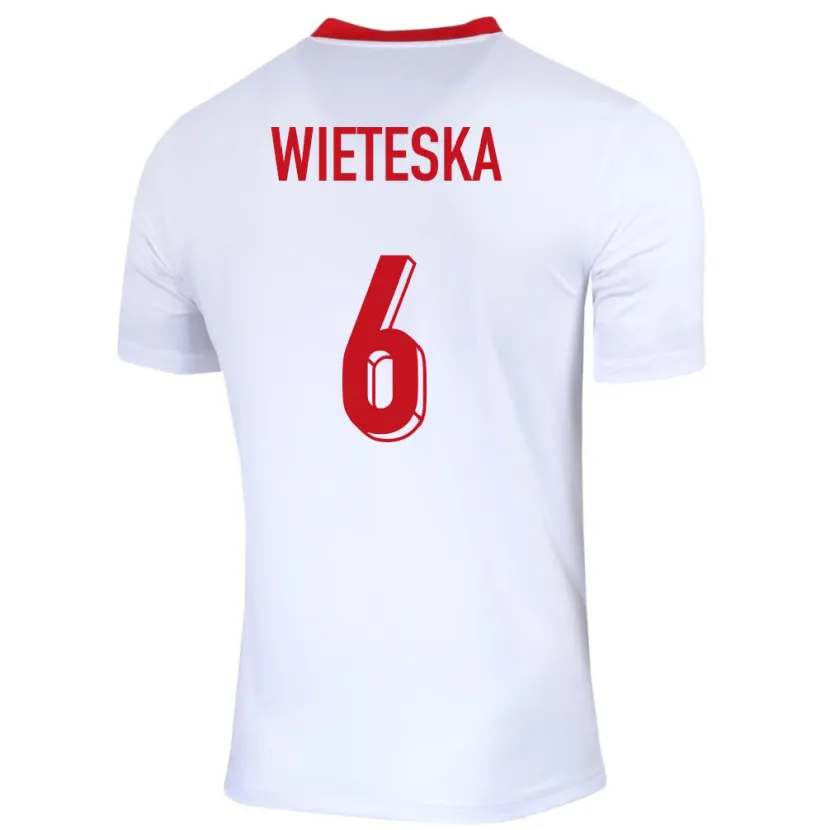 Danxen Kinderen Polen Mateusz Wieteska #6 Wit Thuisshirt Thuistenue 24-26 T-Shirt