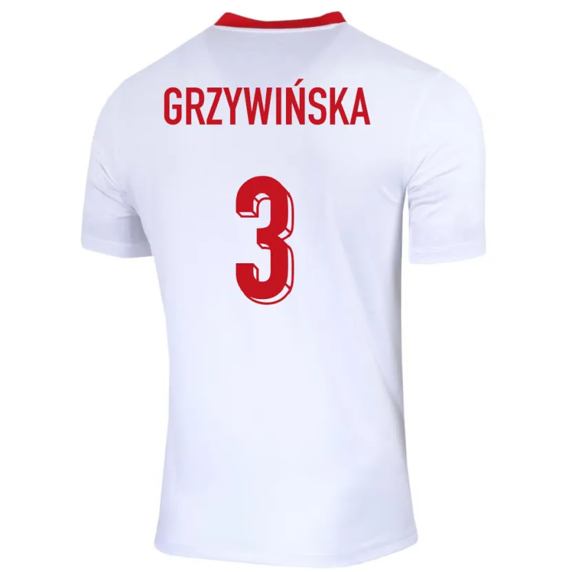 Danxen Kinderen Polen Gabriela Grzywinska #3 Wit Thuisshirt Thuistenue 24-26 T-Shirt