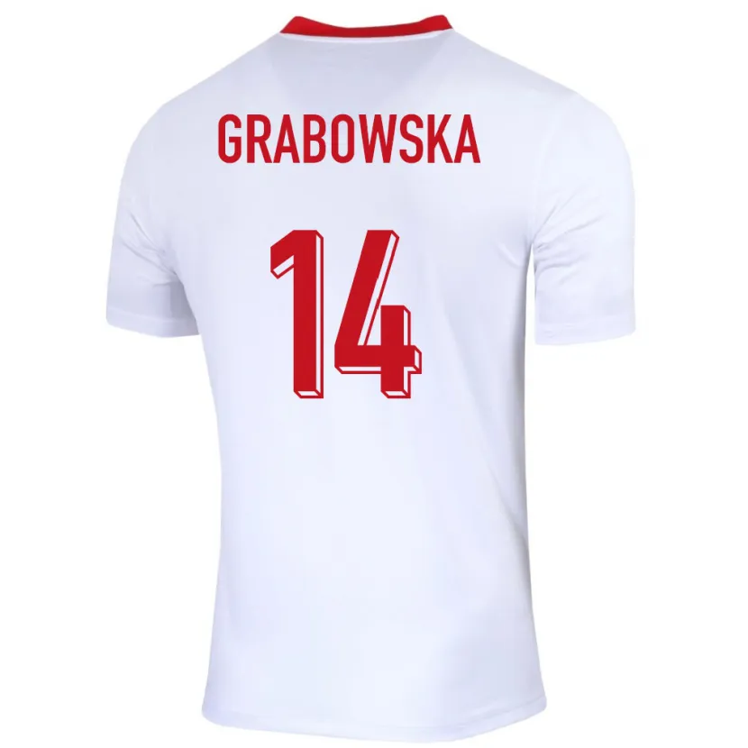 Danxen Kinderen Polen Dominika Grabowska #14 Wit Thuisshirt Thuistenue 24-26 T-Shirt