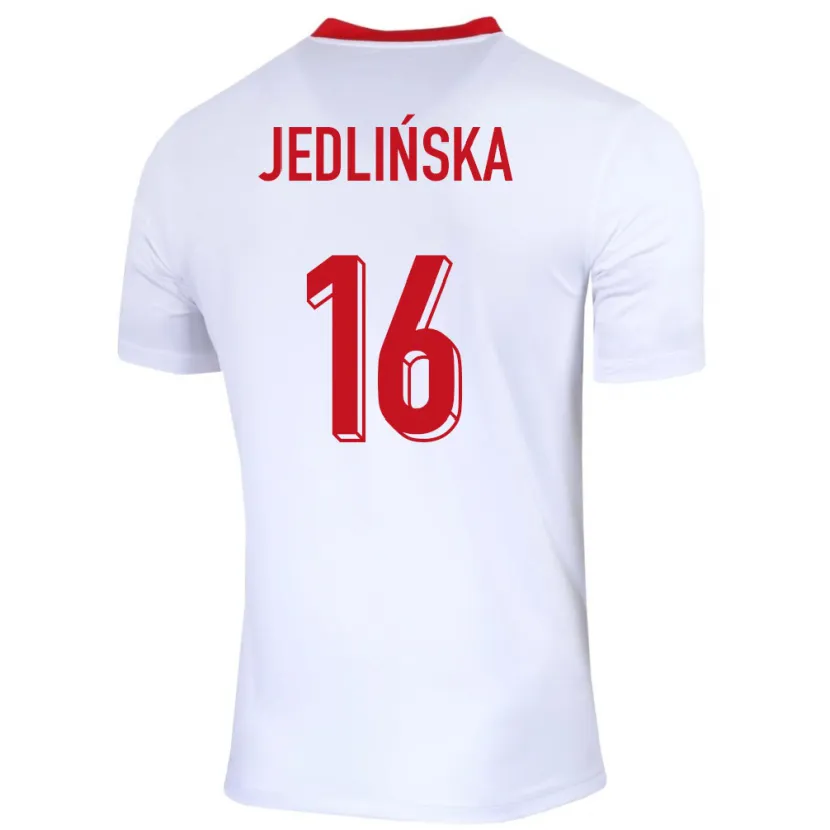 Danxen Kinderen Polen Klaudia Jedlinska #16 Wit Thuisshirt Thuistenue 24-26 T-Shirt