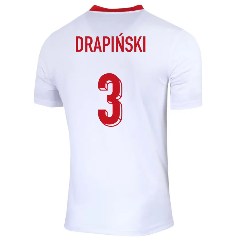 Danxen Kinderen Polen Igor Drapinski #3 Wit Thuisshirt Thuistenue 24-26 T-Shirt