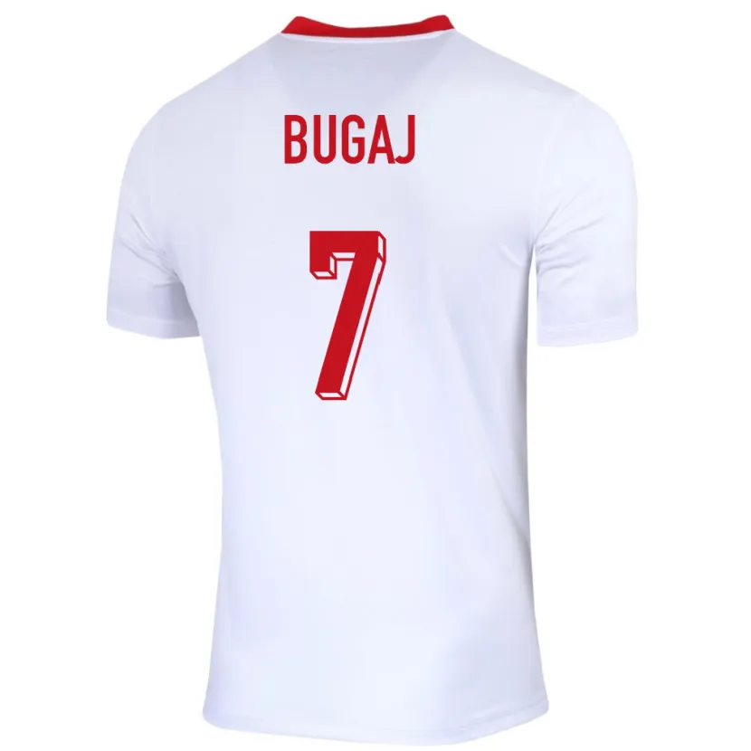 Danxen Kinderen Polen Dawid Bugaj #7 Wit Thuisshirt Thuistenue 24-26 T-Shirt