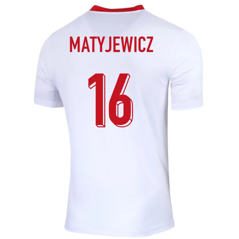 Danxen Kinderen Polen Wiktor Matyjewicz #16 Wit Thuisshirt Thuistenue 24-26 T-Shirt