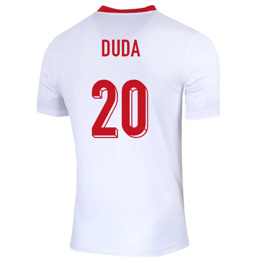 Danxen Kinderen Polen Kacper Duda #20 Wit Thuisshirt Thuistenue 24-26 T-Shirt