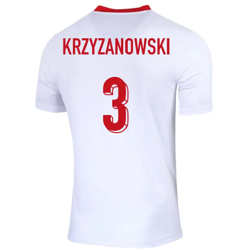 Danxen Kinderen Polen Jakub Krzyzanowski #3 Wit Thuisshirt Thuistenue 24-26 T-Shirt