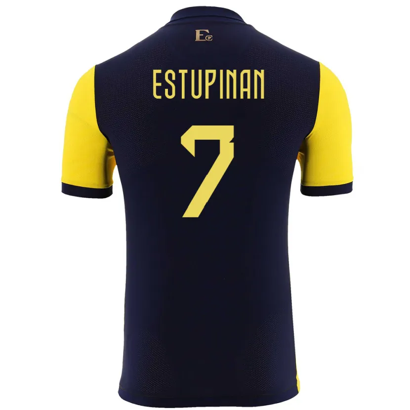 Danxen Kinderen Ecuador Pervis Estupinan #7 Geel Thuisshirt Thuistenue 24-26 T-Shirt