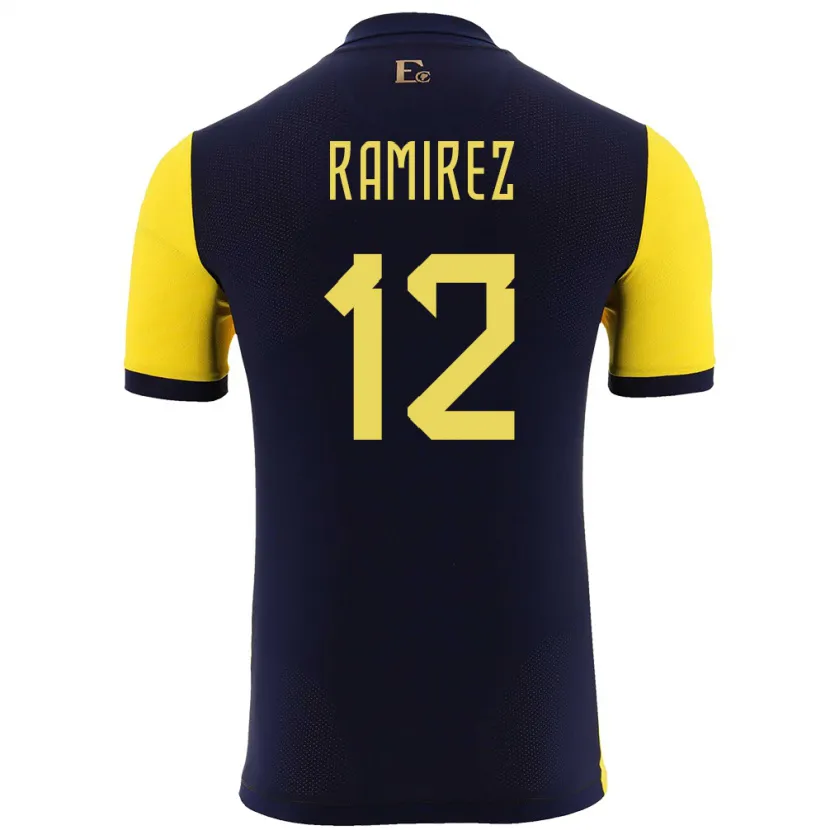 Danxen Kinderen Ecuador Moises Ramirez #12 Geel Thuisshirt Thuistenue 24-26 T-Shirt