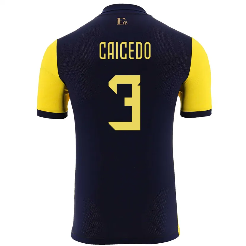 Danxen Kinderen Ecuador Jessy Caicedo #3 Geel Thuisshirt Thuistenue 24-26 T-Shirt