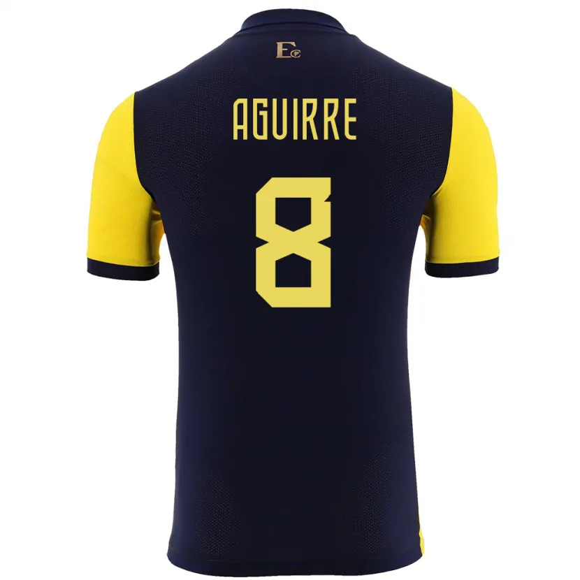 Danxen Kinderen Ecuador Marthina Aguirre #8 Geel Thuisshirt Thuistenue 24-26 T-Shirt