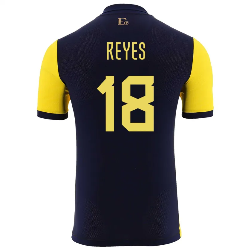 Danxen Kinderen Ecuador Ashley Reyes #18 Geel Thuisshirt Thuistenue 24-26 T-Shirt
