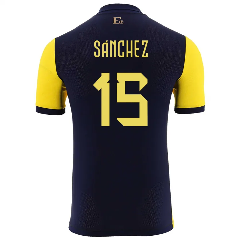 Danxen Kinderen Ecuador Juan Sanchez #15 Geel Thuisshirt Thuistenue 24-26 T-Shirt