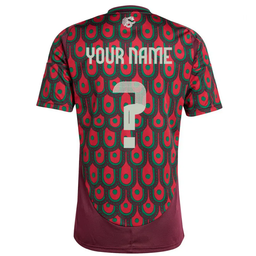 Danxen Kinderen Mexico Uw Naam #0 Kastanjebruin Thuisshirt Thuistenue 24-26 T-Shirt