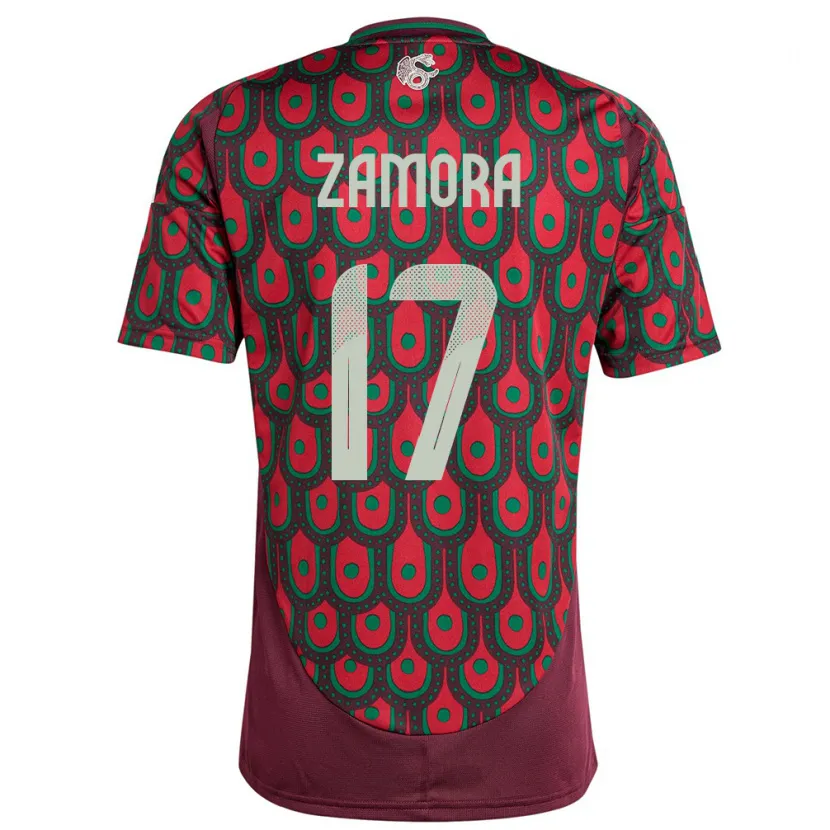 Danxen Kinderen Mexico Saul Zamora #17 Kastanjebruin Thuisshirt Thuistenue 24-26 T-Shirt