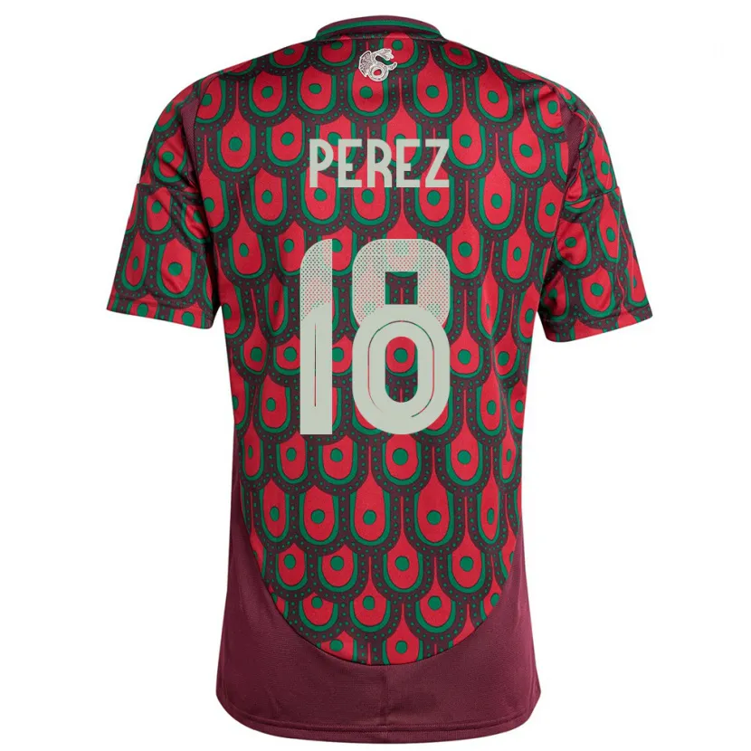 Danxen Kinderen Mexico Jonathan Perez #18 Kastanjebruin Thuisshirt Thuistenue 24-26 T-Shirt