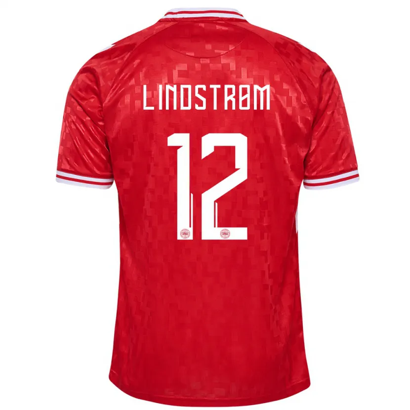 Danxen Kinderen Denemarken Jesper Lindstrøm #12 Rood Thuisshirt Thuistenue 24-26 T-Shirt