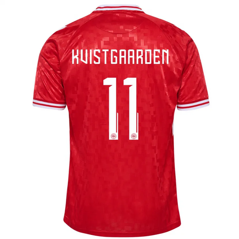 Danxen Kinderen Denemarken Mathias Kvistgaarden #11 Rood Thuisshirt Thuistenue 24-26 T-Shirt