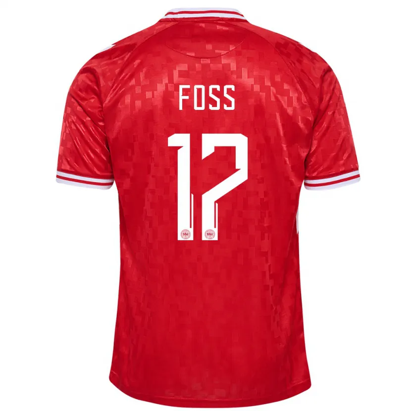 Danxen Kinderen Denemarken Jonathan Foss #17 Rood Thuisshirt Thuistenue 24-26 T-Shirt