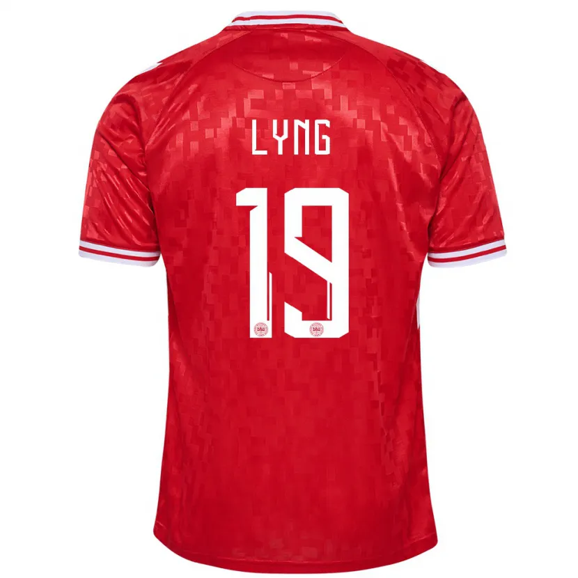 Danxen Kinderen Denemarken Alexander Lyng #19 Rood Thuisshirt Thuistenue 24-26 T-Shirt
