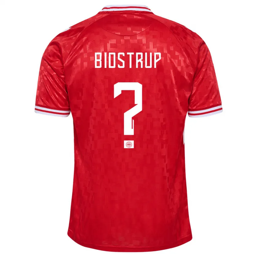 Danxen Kinderen Denemarken Hjalte Bidstrup #0 Rood Thuisshirt Thuistenue 24-26 T-Shirt