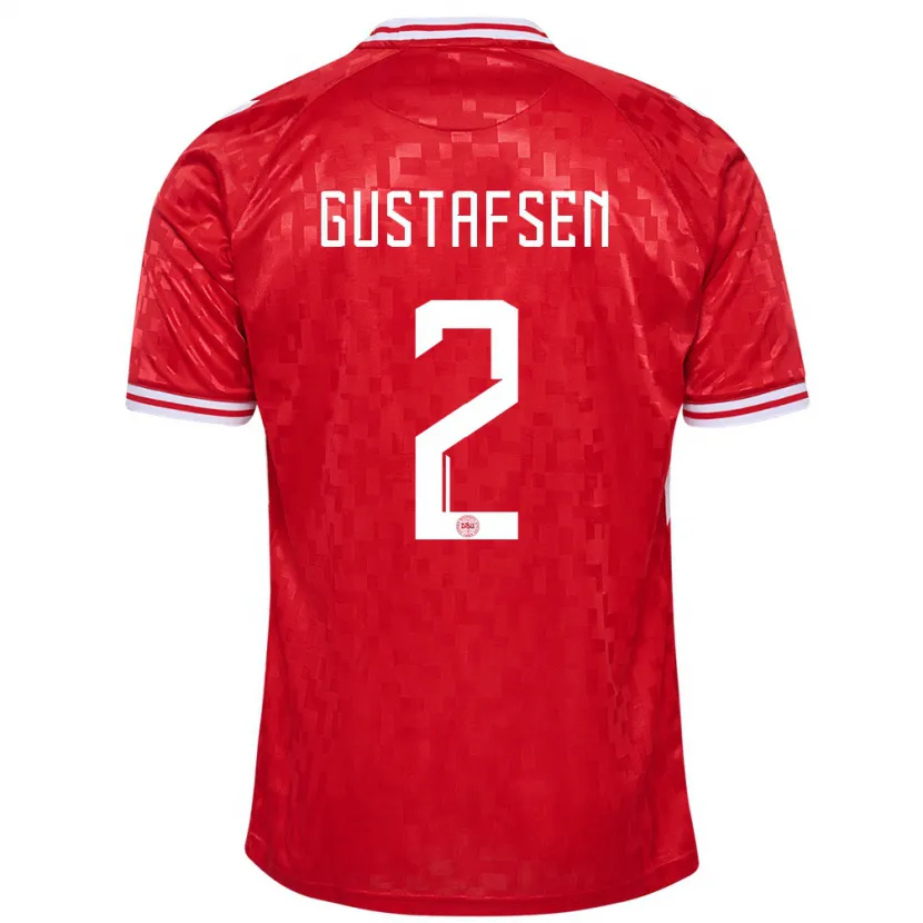 Danxen Kinderen Denemarken Victor Gustafsen #2 Rood Thuisshirt Thuistenue 24-26 T-Shirt