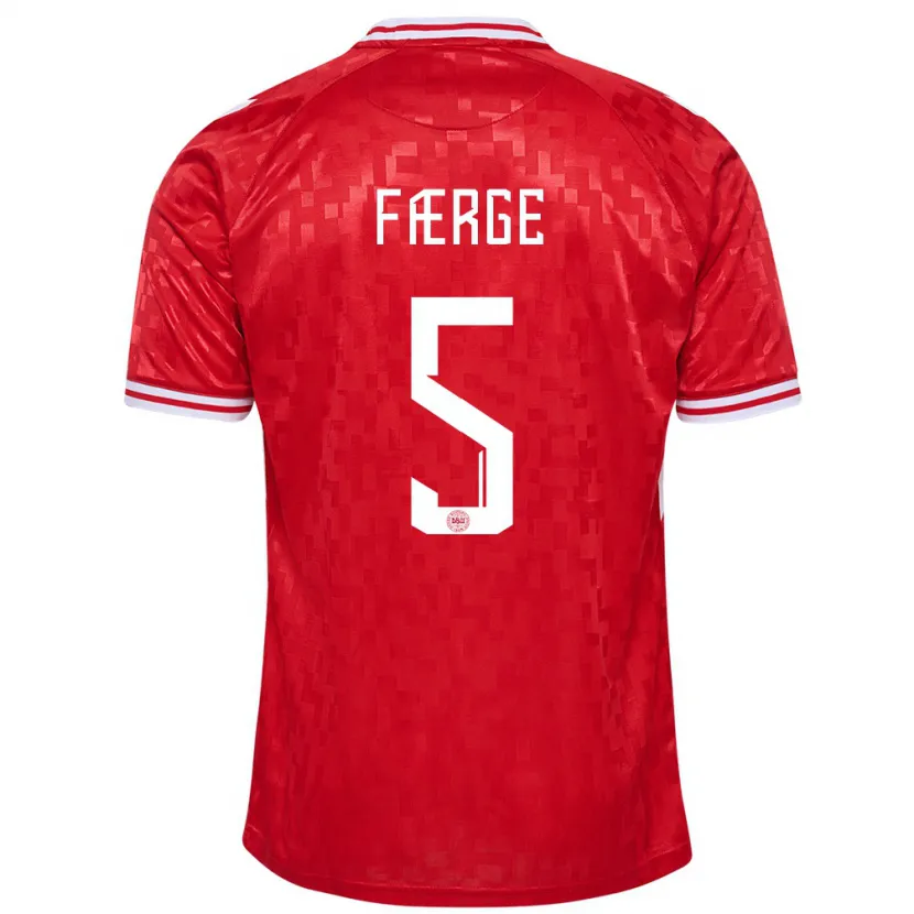 Danxen Kinderen Denemarken Emma Færge #5 Rood Thuisshirt Thuistenue 24-26 T-Shirt