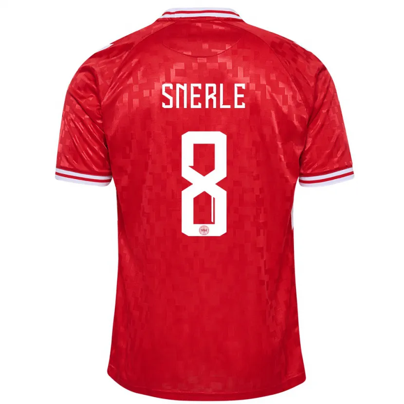 Danxen Kinderen Denemarken Emma Snerle #8 Rood Thuisshirt Thuistenue 24-26 T-Shirt