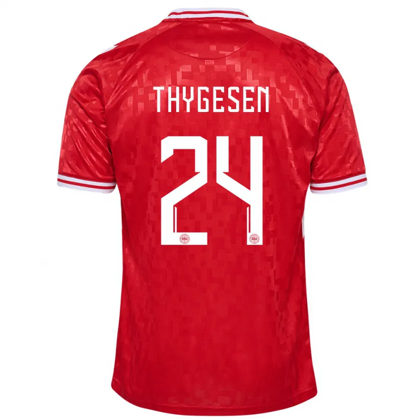 Danxen Kinderen Denemarken Sarah Thygesen #24 Rood Thuisshirt Thuistenue 24-26 T-Shirt