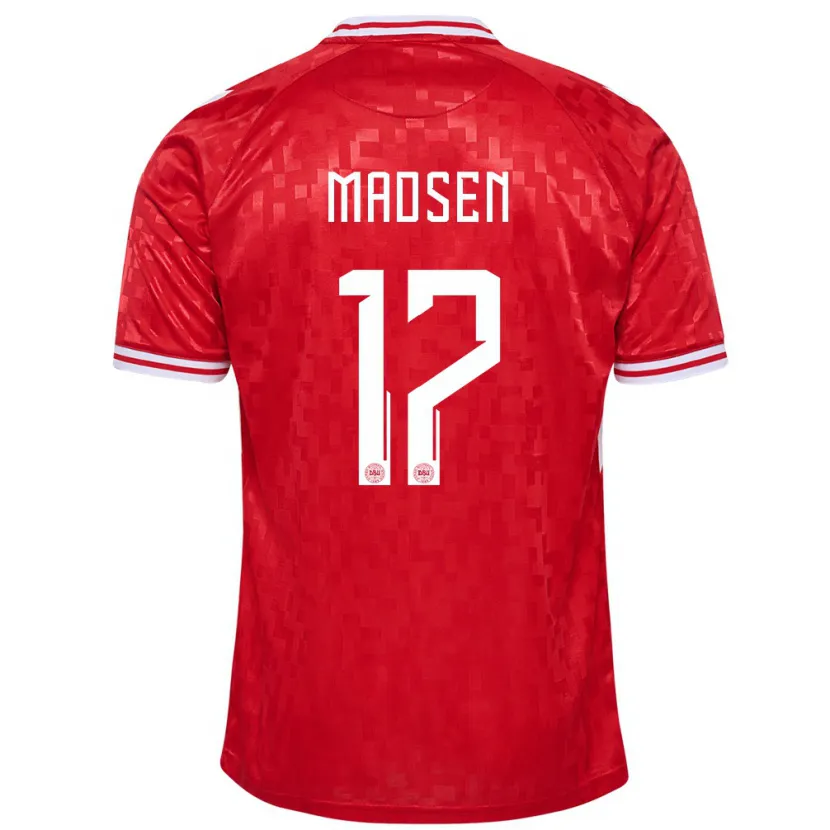 Danxen Kinderen Denemarken Nicolas Madsen #17 Rood Thuisshirt Thuistenue 24-26 T-Shirt