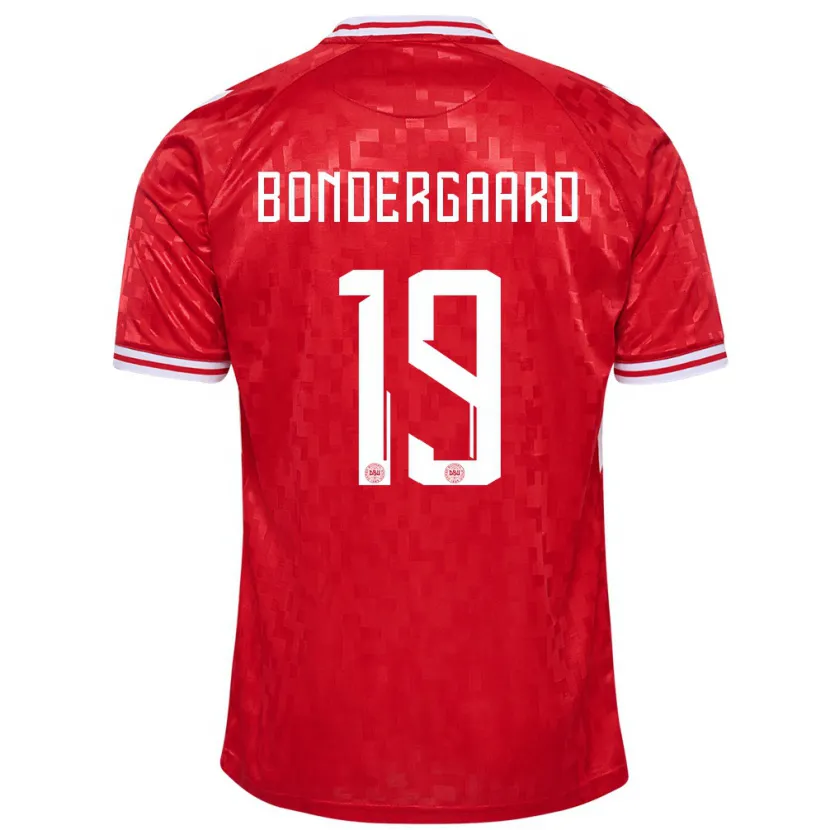 Danxen Kinderen Denemarken Asbjorn Bondergaard #19 Rood Thuisshirt Thuistenue 24-26 T-Shirt