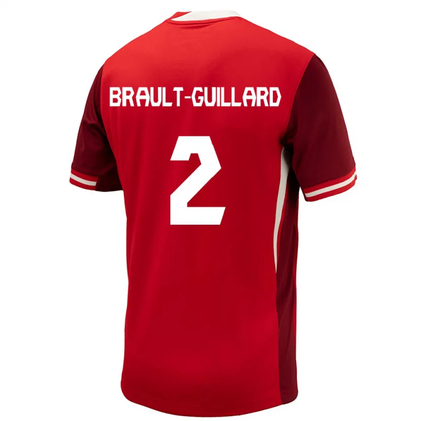 Danxen Kinderen Canada Zachary Brault-Guillard #2 Rood Thuisshirt Thuistenue 24-26 T-Shirt