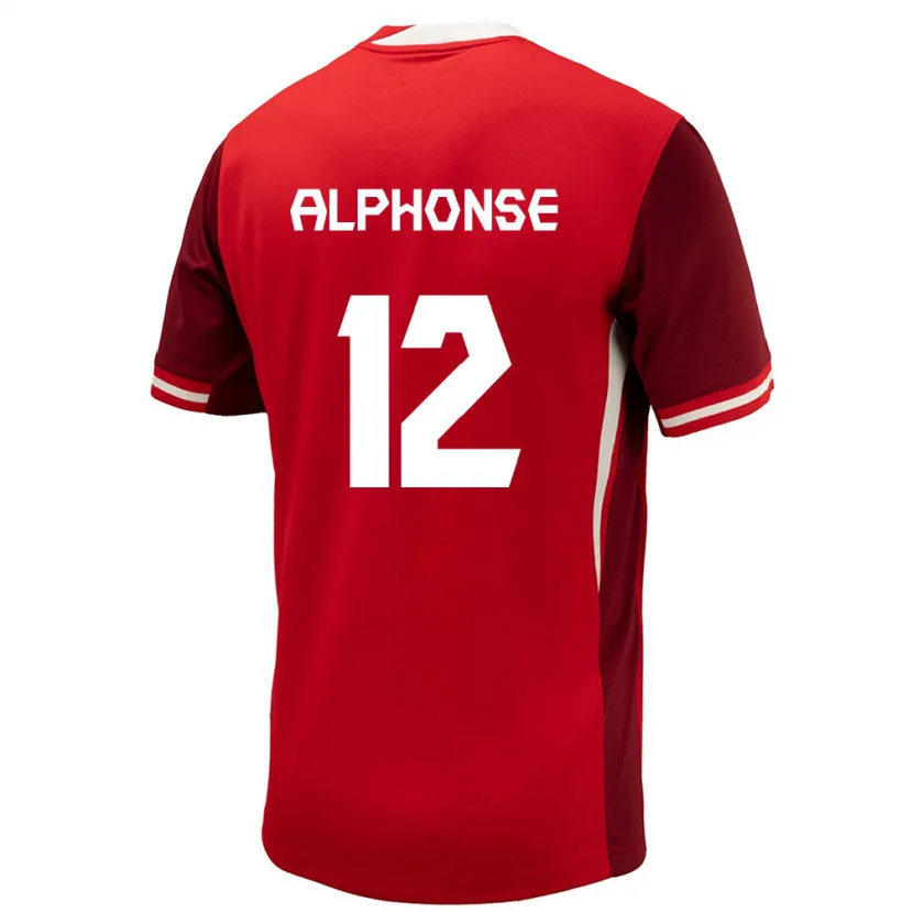 Danxen Kinderen Canada Jefferson Alphonse #12 Rood Thuisshirt Thuistenue 24-26 T-Shirt