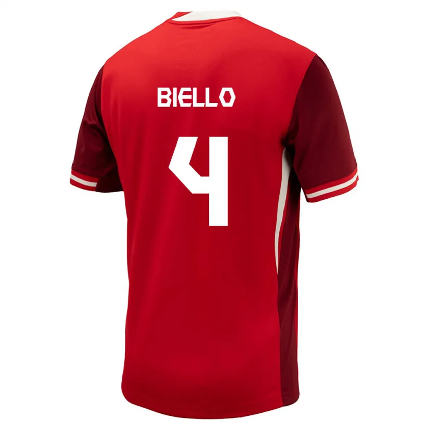 Danxen Kinderen Canada Alessandro Biello #4 Rood Thuisshirt Thuistenue 24-26 T-Shirt