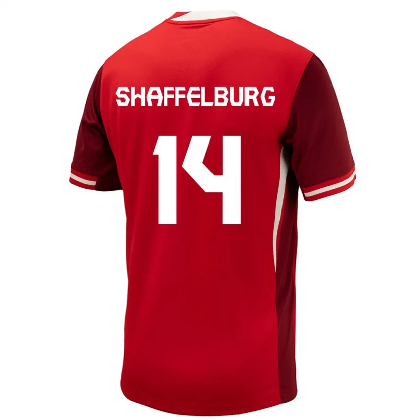 Danxen Kinderen Canada Jacob Shaffelburg #14 Rood Thuisshirt Thuistenue 24-26 T-Shirt