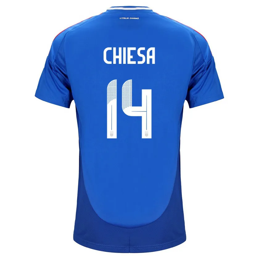 Danxen Kinderen Italië Federico Chiesa #14 Blauw Thuisshirt Thuistenue 24-26 T-Shirt