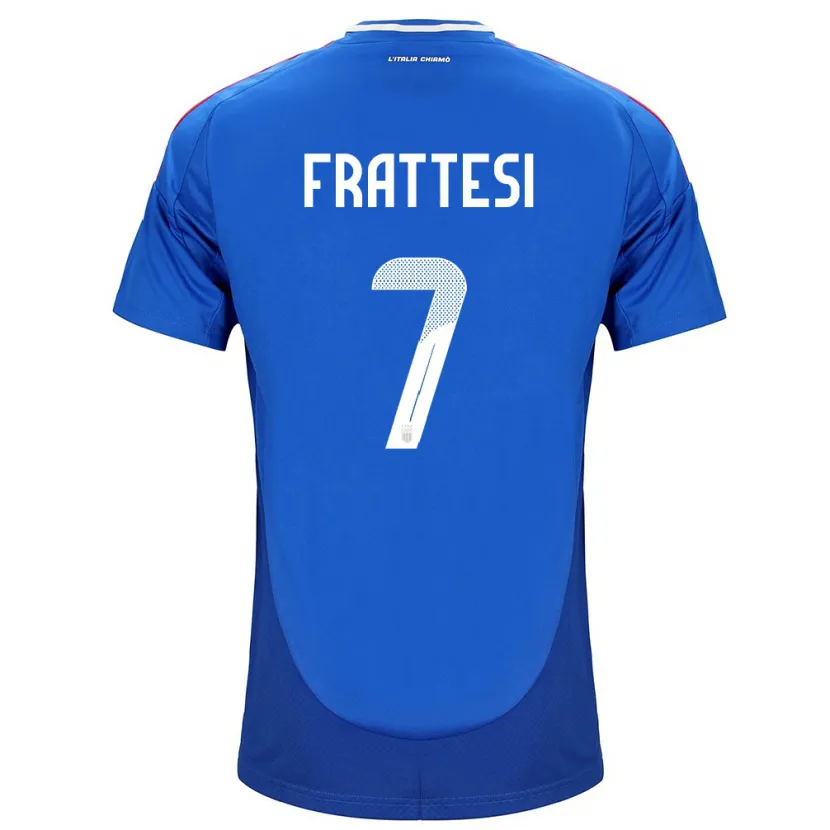 Danxen Kinderen Italië Davide Frattesi #7 Blauw Thuisshirt Thuistenue 24-26 T-Shirt