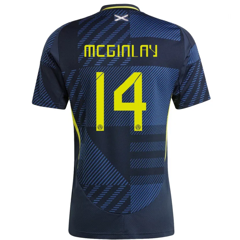 Danxen Kinderen Schotland Aiden Mcginlay #14 Donkerblauw Thuisshirt Thuistenue 24-26 T-Shirt