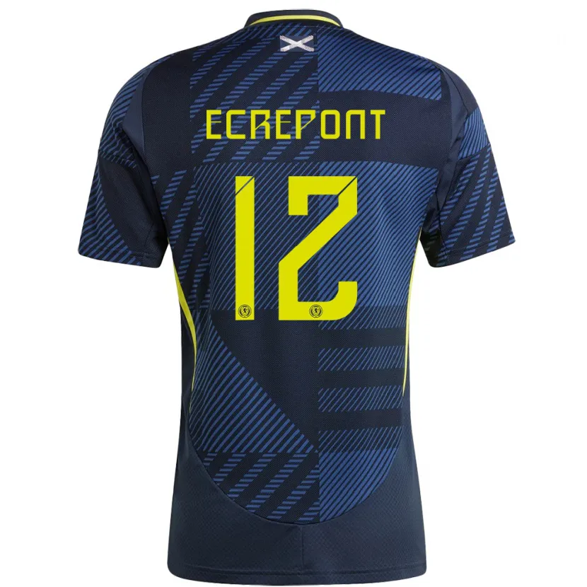 Danxen Kinderen Schotland Oliver Ecrepont #12 Donkerblauw Thuisshirt Thuistenue 24-26 T-Shirt