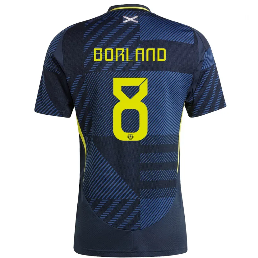 Danxen Kinderen Schotland Aidan Borland #8 Donkerblauw Thuisshirt Thuistenue 24-26 T-Shirt