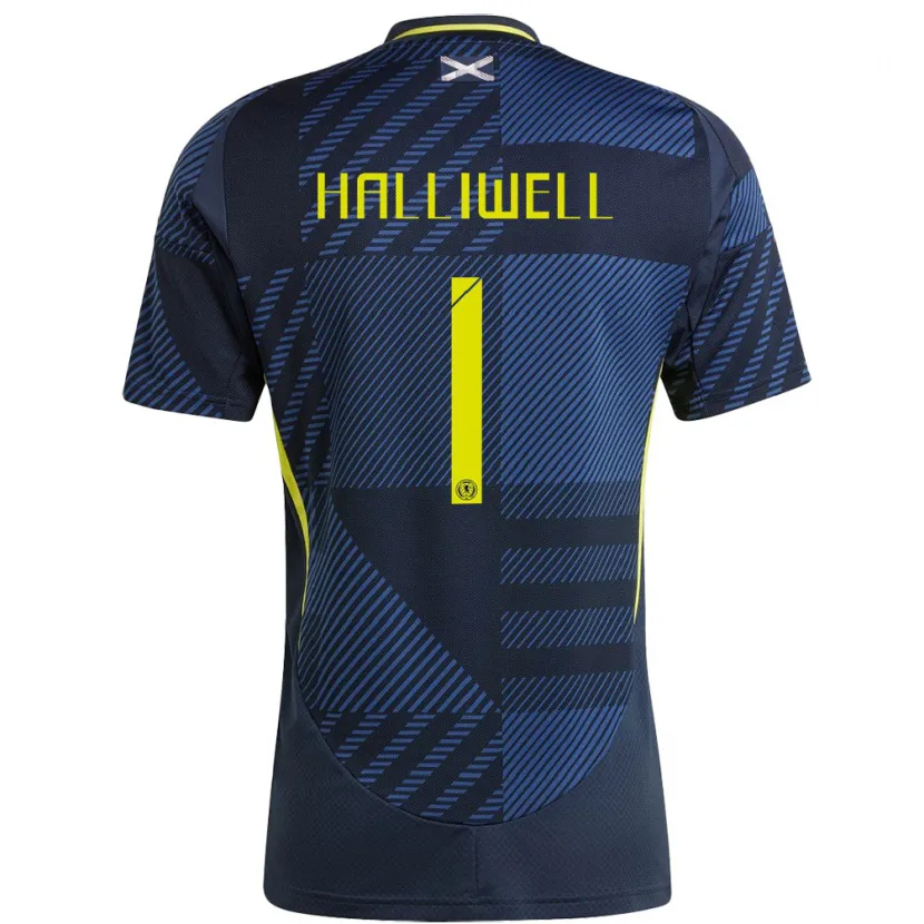 Danxen Kinderen Schotland Alfie Halliwell #1 Donkerblauw Thuisshirt Thuistenue 24-26 T-Shirt