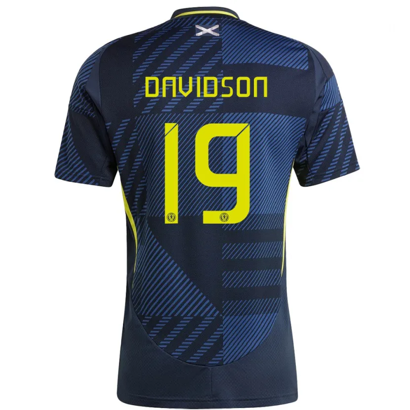 Danxen Kinderen Schotland Lauren Davidson #19 Donkerblauw Thuisshirt Thuistenue 24-26 T-Shirt