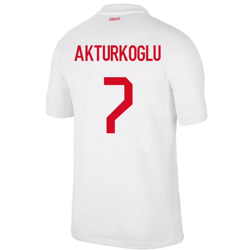 Danxen Kinderen Turkije Kerem Aktürkoğlu #7 Wit Thuisshirt Thuistenue 24-26 T-Shirt