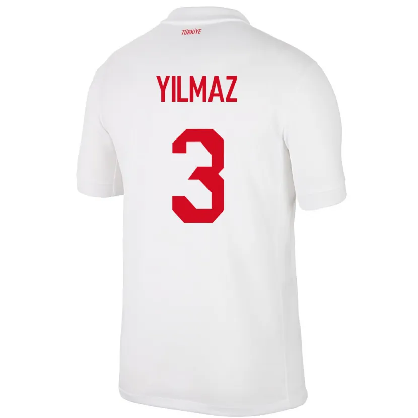 Danxen Kinderen Turkije Berkay Yılmaz #3 Wit Thuisshirt Thuistenue 24-26 T-Shirt