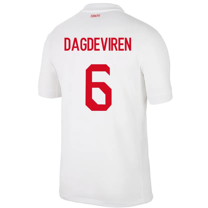 Danxen Kinderen Turkije Diren Dağdeviren #6 Wit Thuisshirt Thuistenue 24-26 T-Shirt