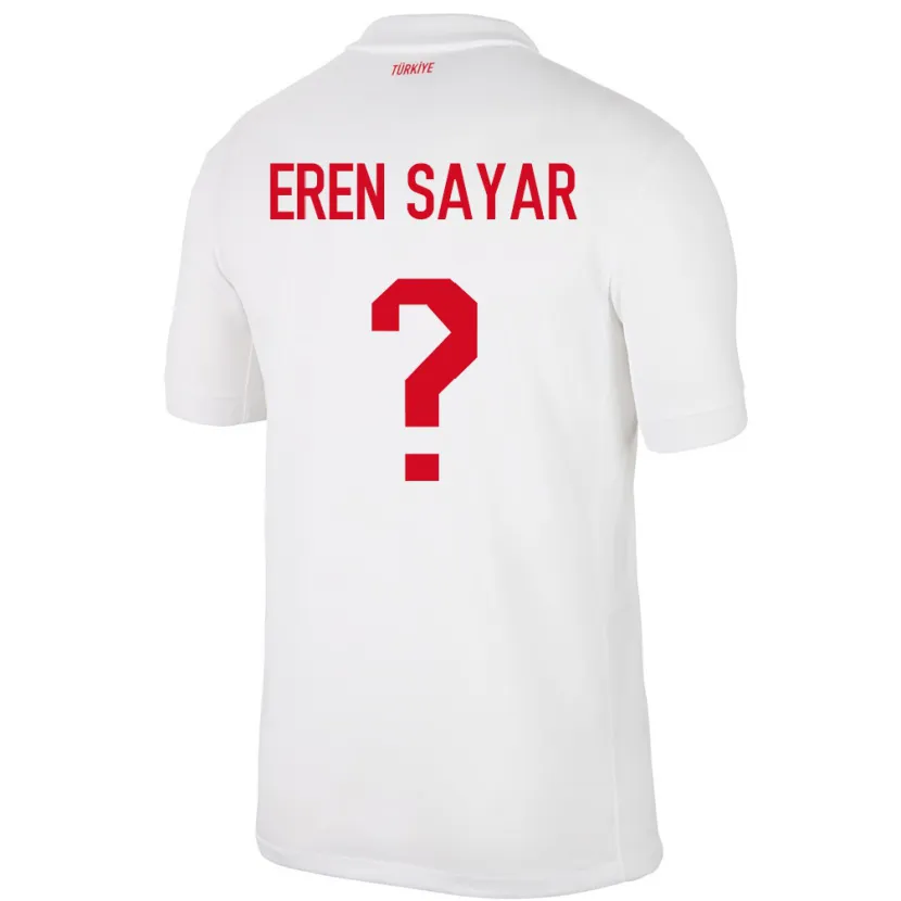 Danxen Kinderen Turkije Emin Eren Sayar #0 Wit Thuisshirt Thuistenue 24-26 T-Shirt