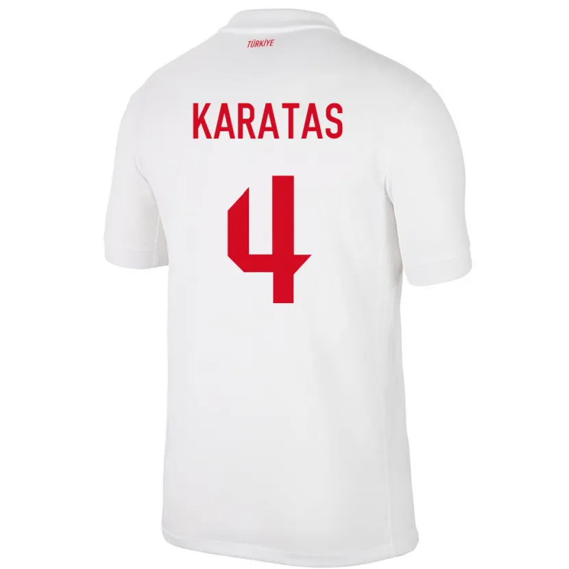Danxen Kinderen Turkije Eda Karataş #4 Wit Thuisshirt Thuistenue 24-26 T-Shirt
