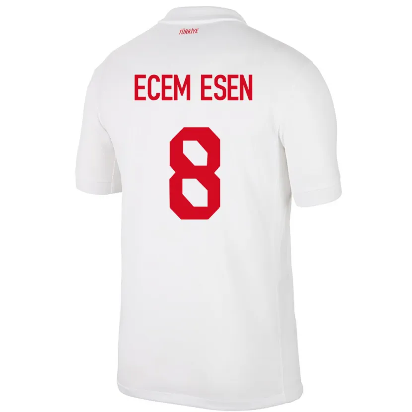 Danxen Kinderen Turkije Emine Ecem Esen #8 Wit Thuisshirt Thuistenue 24-26 T-Shirt