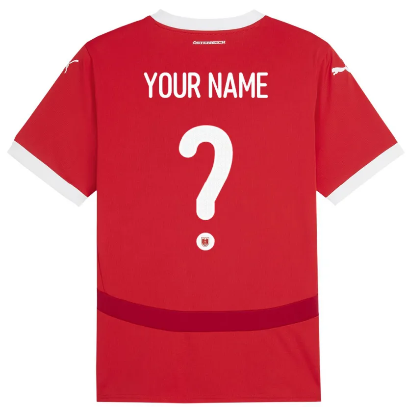 Danxen Kinderen Oostenrijk Uw Naam #0 Rood Thuisshirt Thuistenue 24-26 T-Shirt
