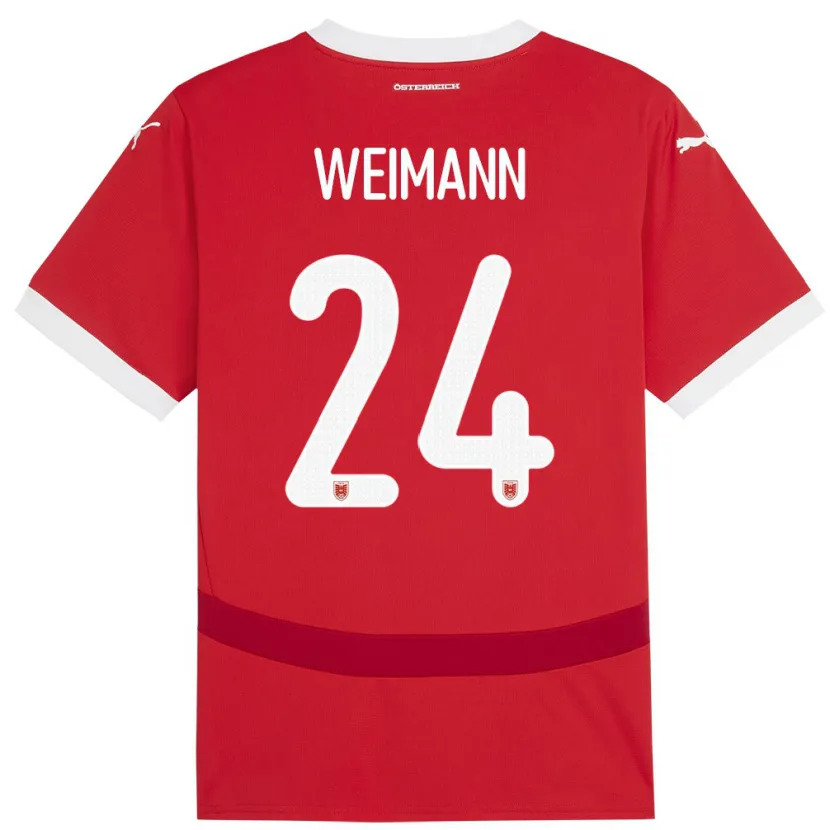 Danxen Kinderen Oostenrijk Andreas Weimann #24 Rood Thuisshirt Thuistenue 24-26 T-Shirt