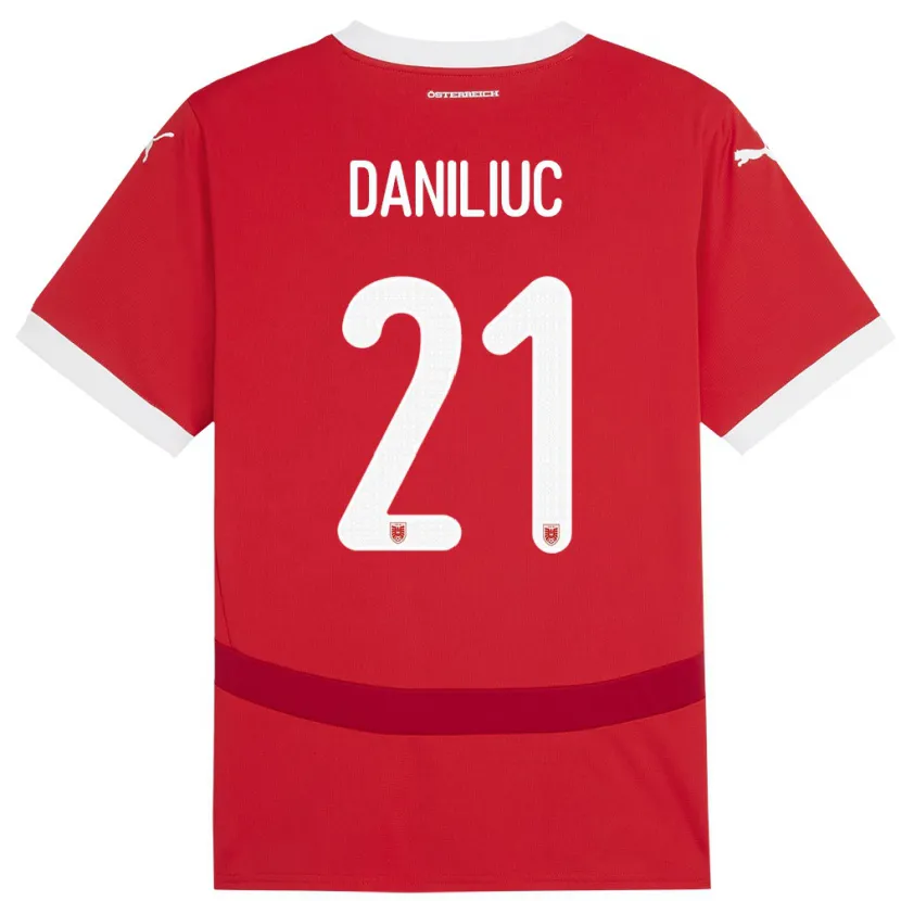 Danxen Kinderen Oostenrijk Flavius Daniliuc #21 Rood Thuisshirt Thuistenue 24-26 T-Shirt
