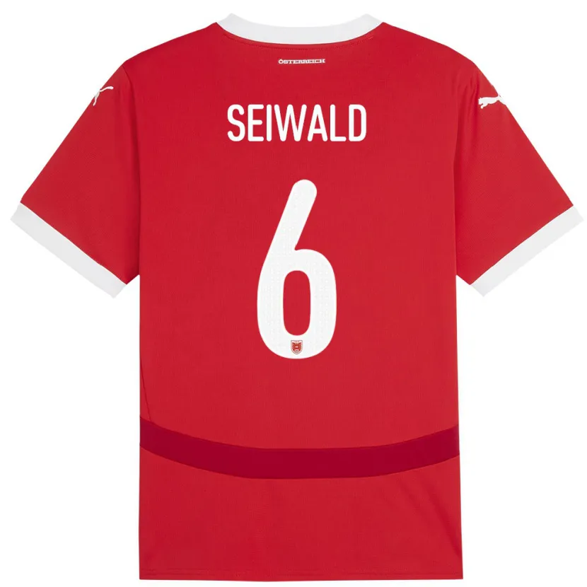 Danxen Kinderen Oostenrijk Nicolas Seiwald #6 Rood Thuisshirt Thuistenue 24-26 T-Shirt